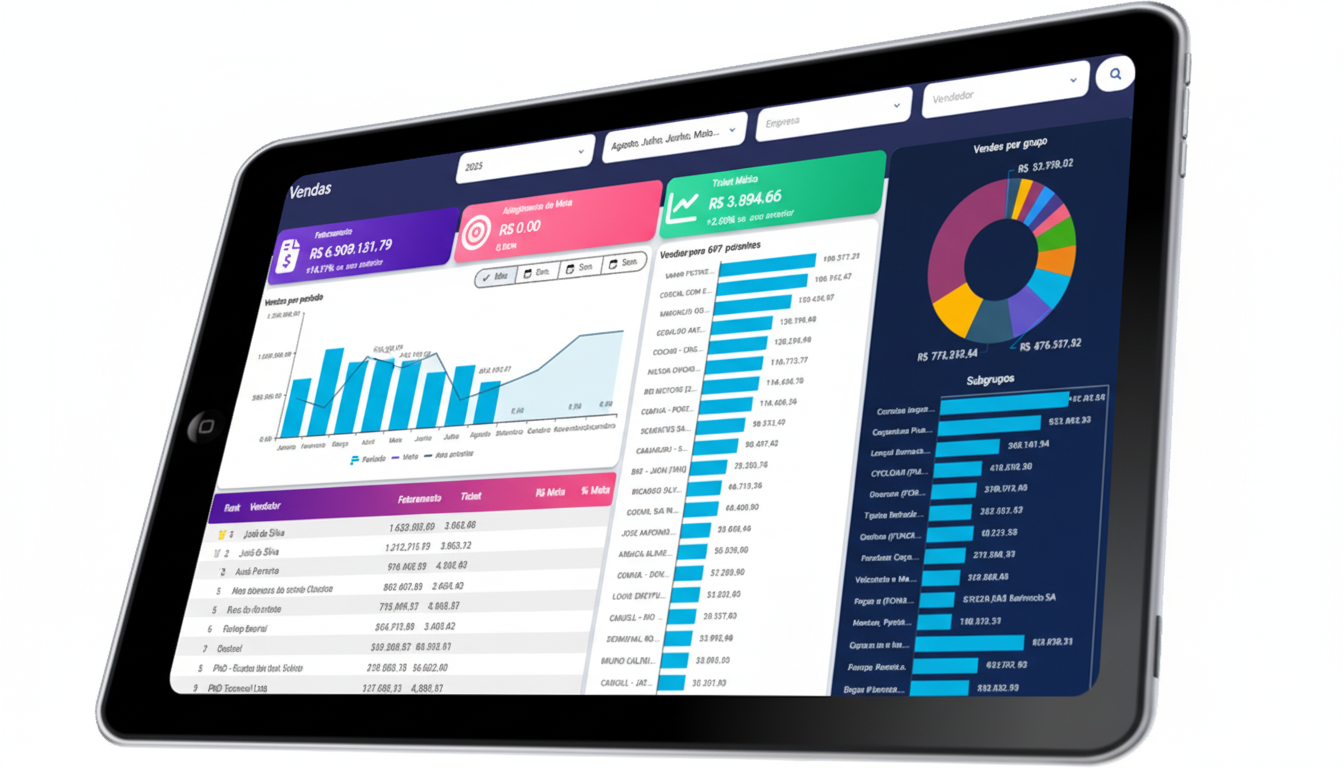 Dashboard de ERP para agronegócio, britagem e revenda de insumos agrícolas com indicadores de custos e produtividade